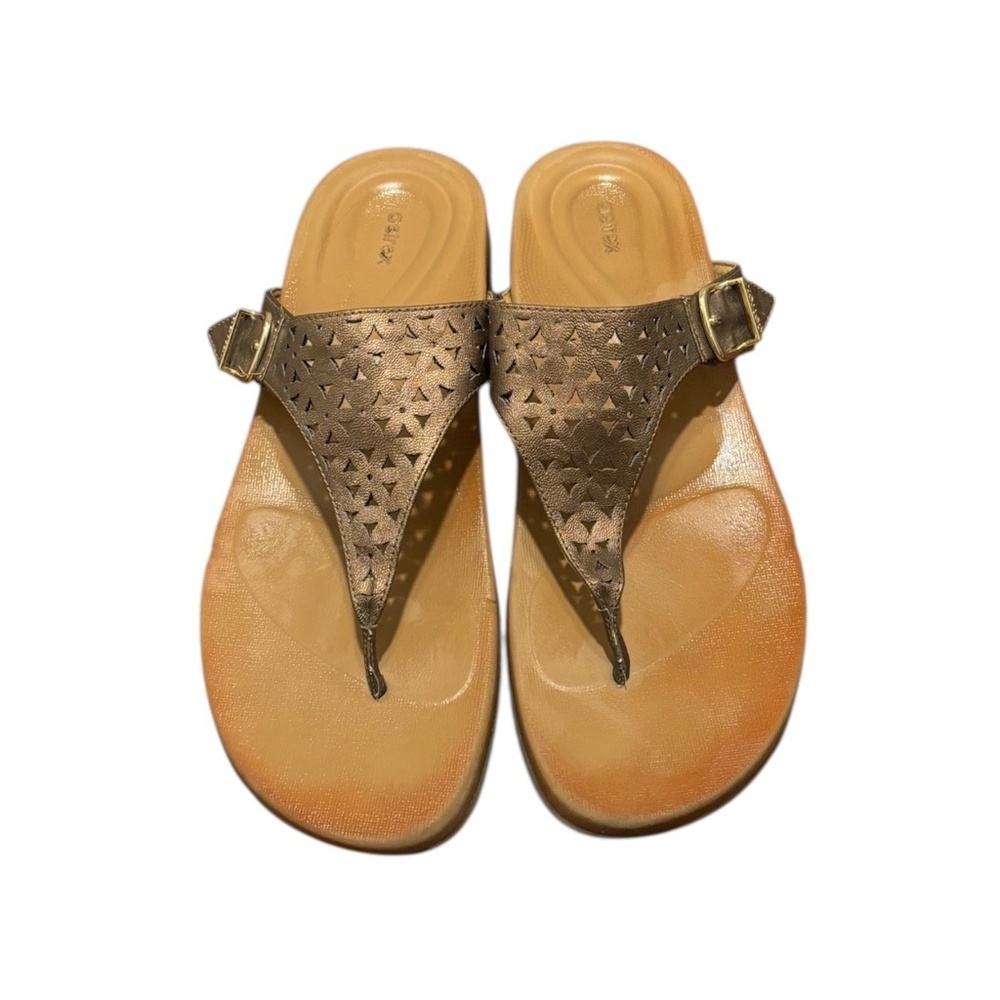 Aetrex Rita Thong Sandals in Bronze 10.5-11